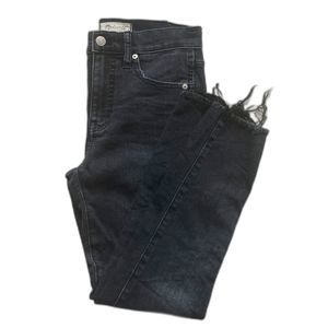 Madewell Womens 10" High Rise Raw Hem Distressed Skinny Crop Jeans Black Sea 24P